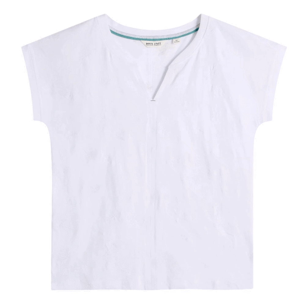 White Stuff Nelly Embroidered Notch Neck Tee